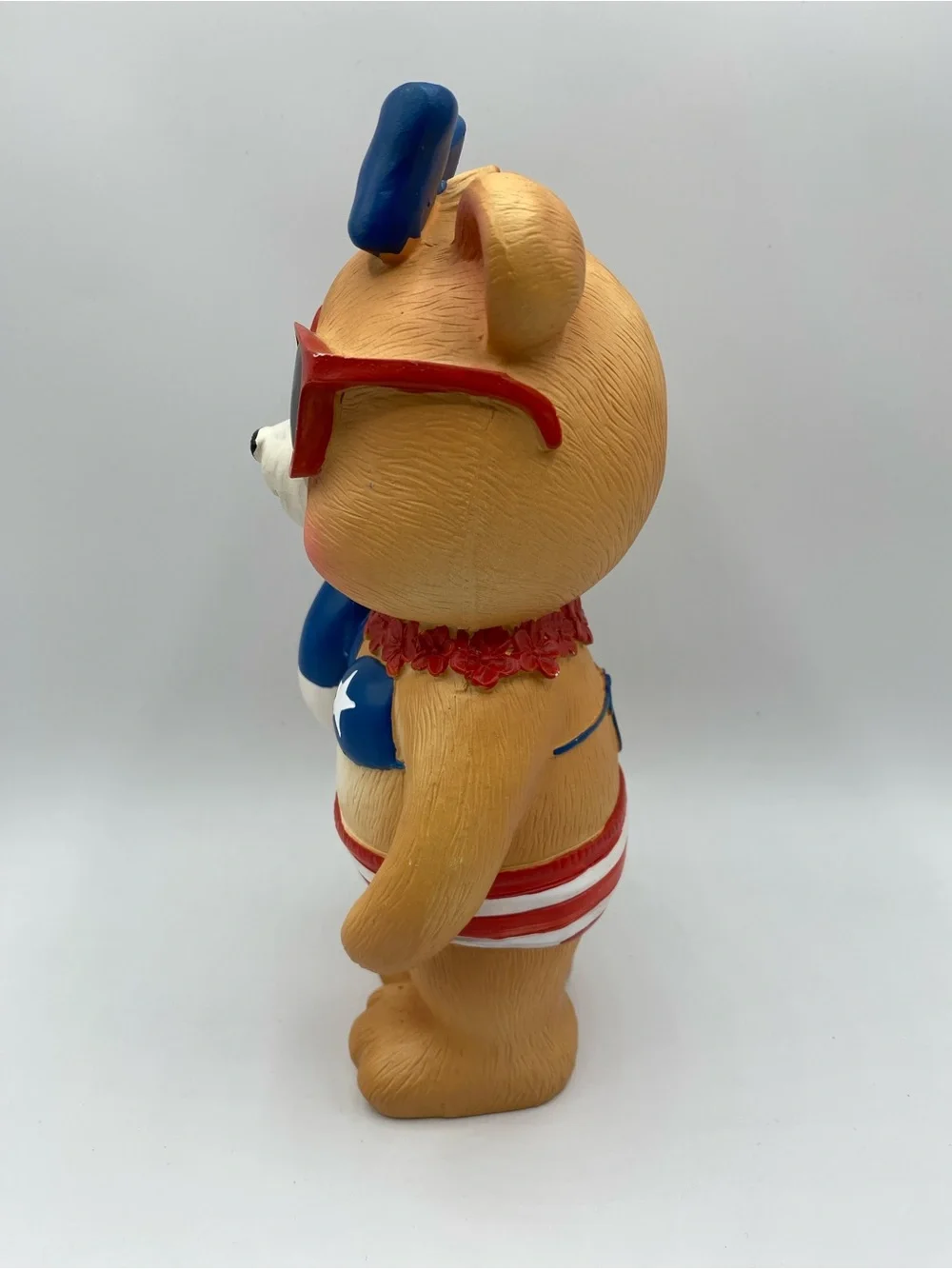 Patriotic Resin Summer Fun Decor Bear Wearing Swimsuit & Floaty Figurine 9
